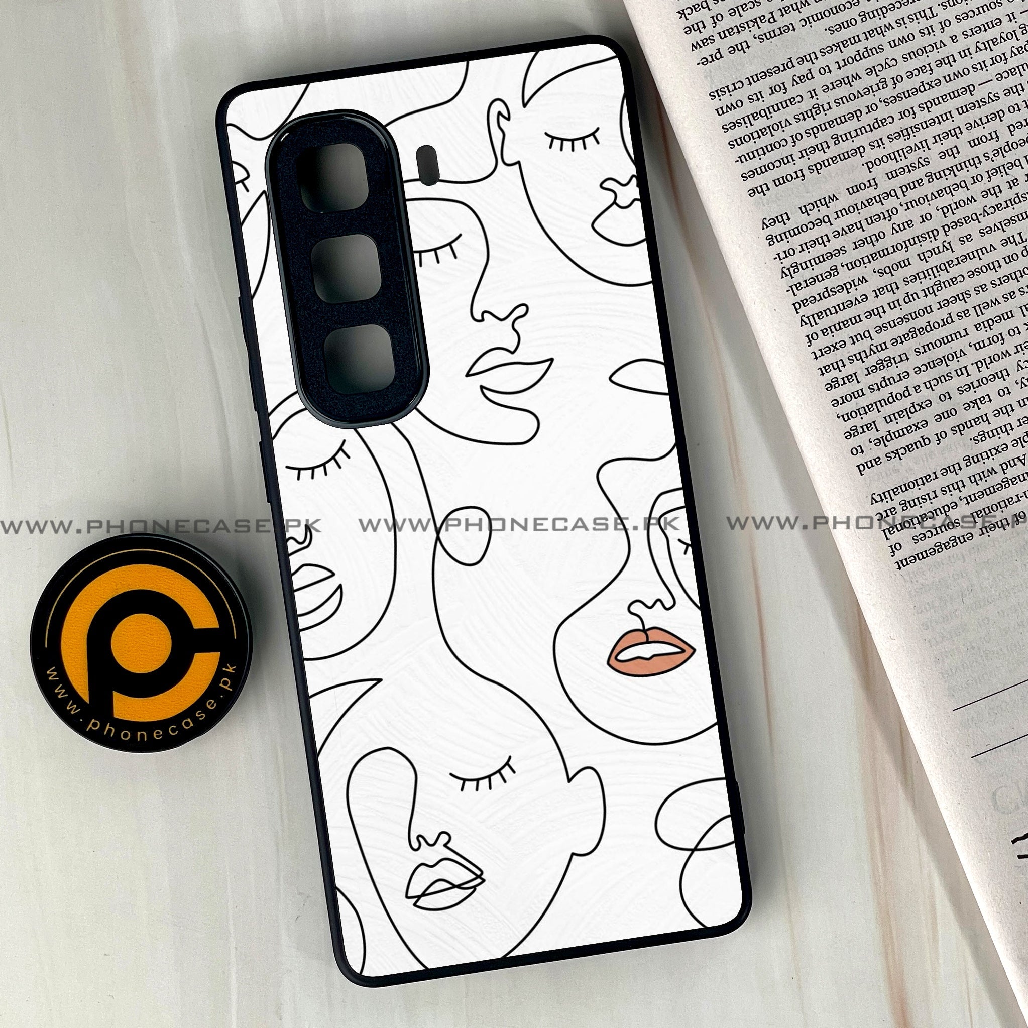 Infinix Hot 60 Pro Plus - Girls Line Art Series - Premium Metal Printed soft Bumper shock Proof Case