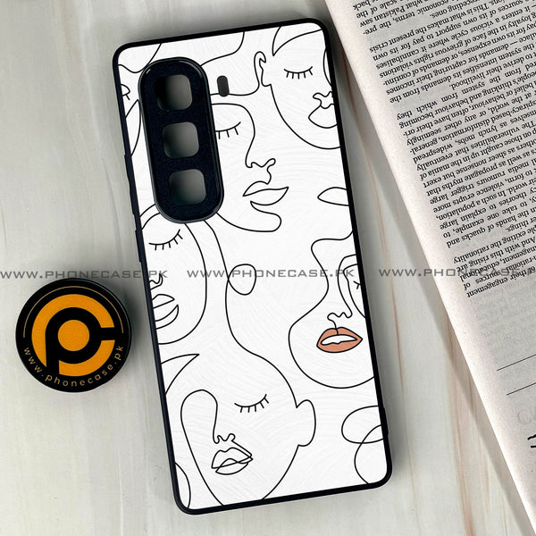 Infinix Hot 60 Pro Plus - Girls Line Art Series - Premium Metal Printed soft Bumper shock Proof Case