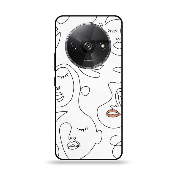 Xiaomi Redmi A3 - Girls Line Art Series - Premium Printed Glass soft Bumper shock Proof Case
