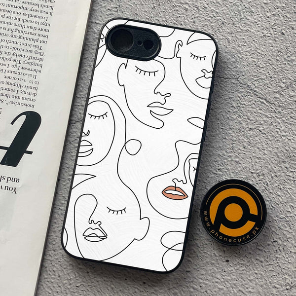 iPhone 16e - Girls Line Art Series - Premium Metal  Printed soft Bumper shock Proof Case