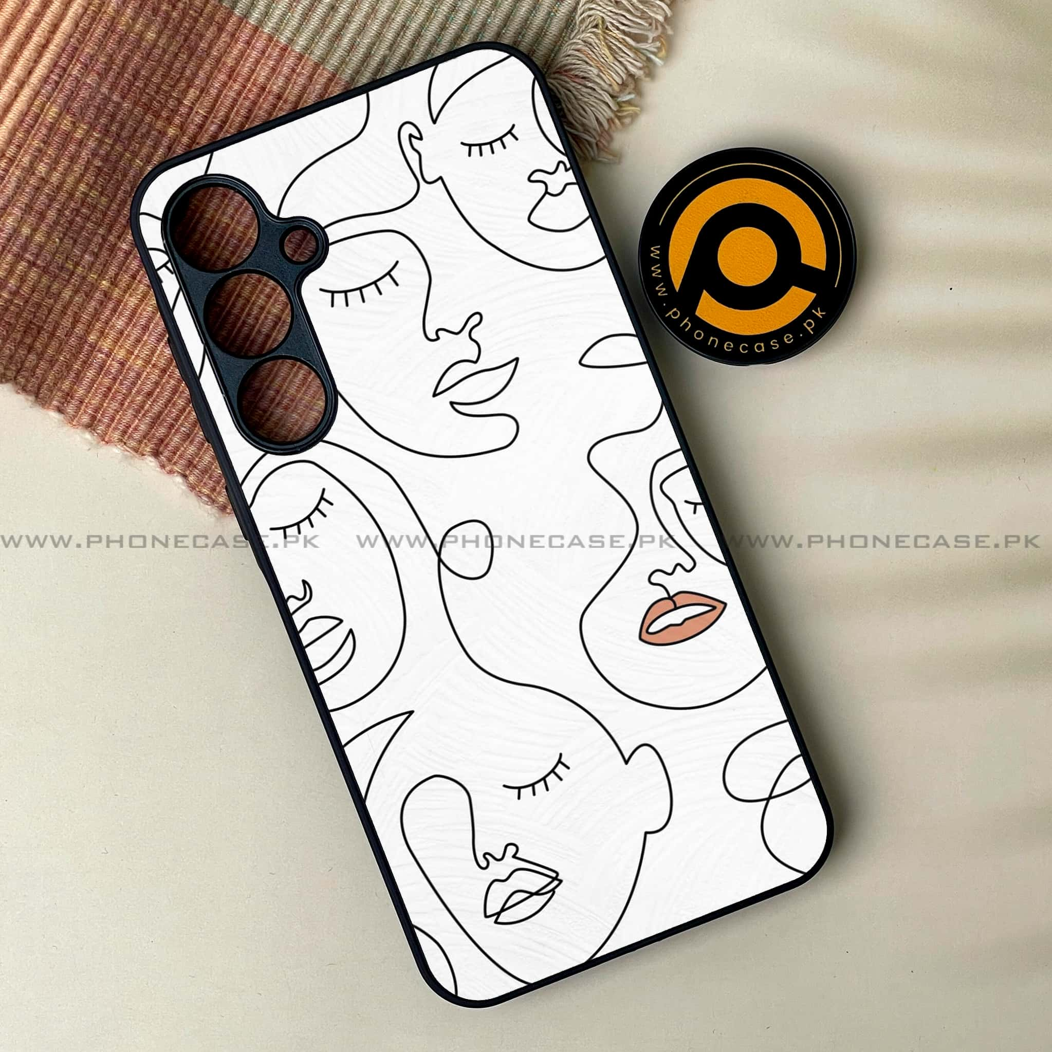 Samsung Galaxy M54 - Girls Line Art Series - Premium Printed Glass soft Bumper shock Proof Case