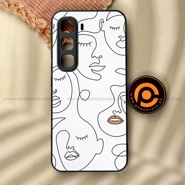 Infinix Hot 60 Pro - Girls Line Art Series - Premium Metal Printed soft Bumper shock Proof Case