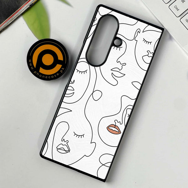 Samsung Galaxy Z Fold 7 - Girls Line Art Series - Premium Metal Printed soft Bumper shock Proof Case