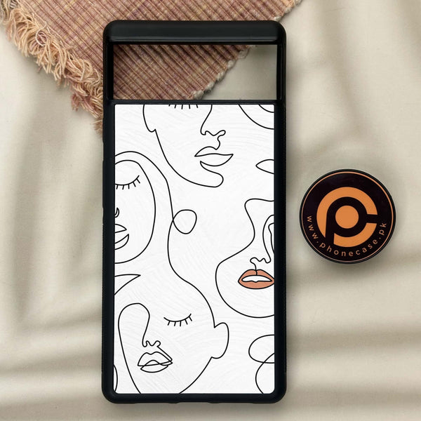 Google Pixel 6 - Girls Line Art Series - Premium Metal Printed soft Bumper Shock Proof Case