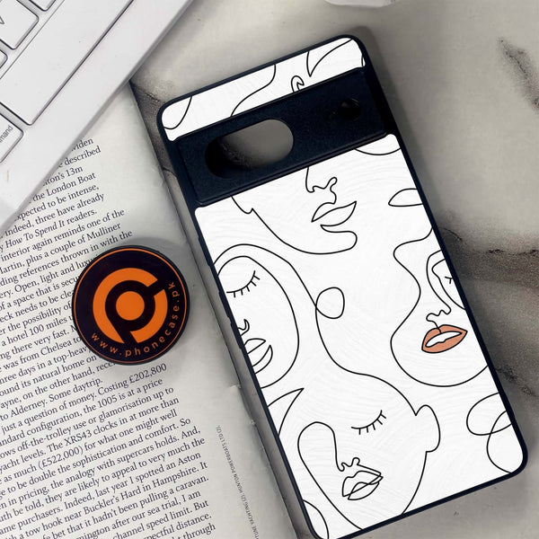 Google Pixel 7 - Girls Line Art Series - Premium Metal Printed soft Bumper Shock Proof Case