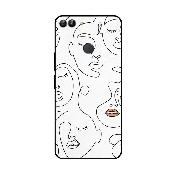 Huawei P Smart - Girls Line Art Series - Premium Printed Glass soft Bumper shock Proof Case