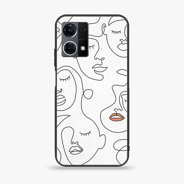 Oppo Reno 7 - Girls Line Art Series - Premium Printed Glass soft Bumper shock Proof Case