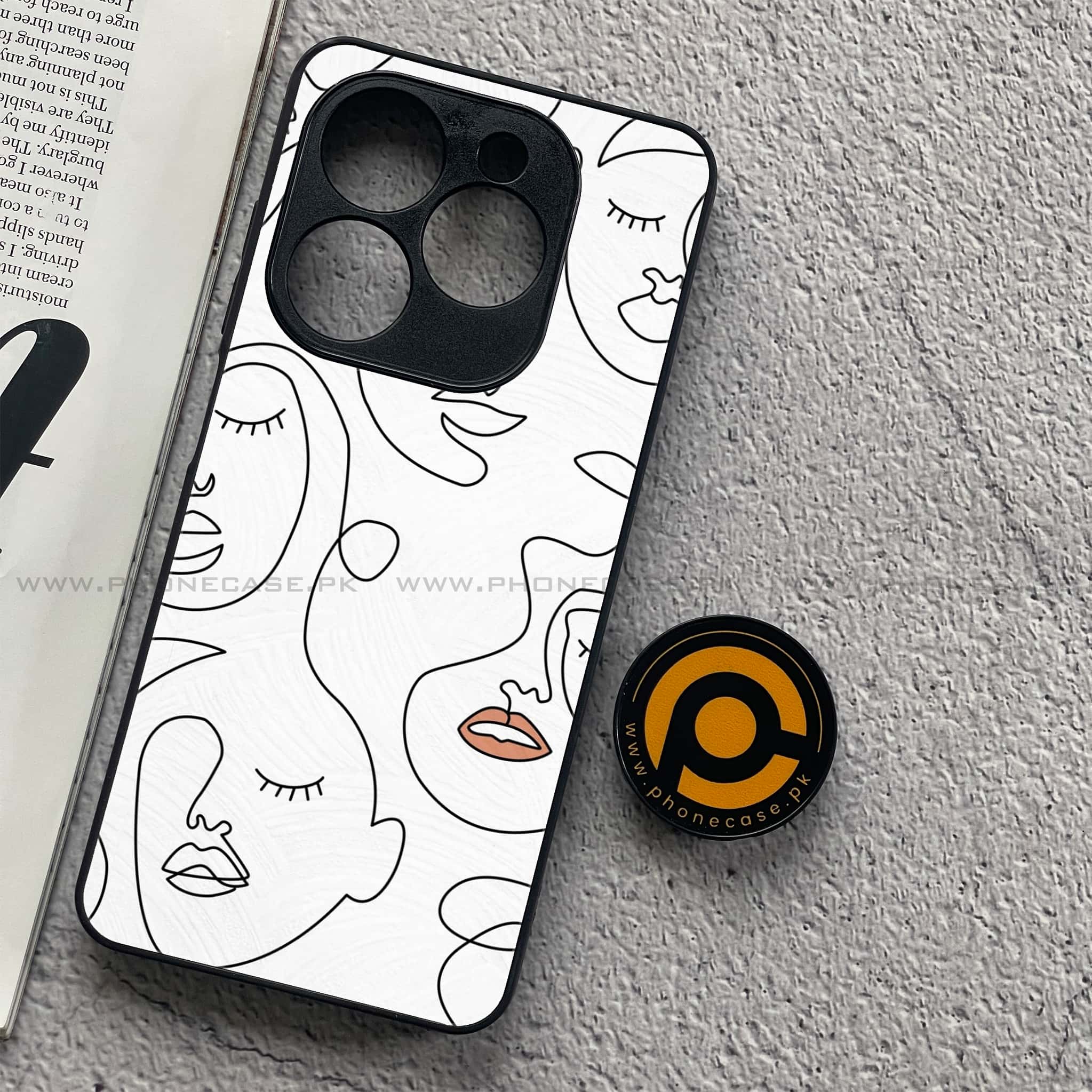 Infinix Smart 8 Pro - Girls Line Art Series - Premium Metal Printed soft Bumper shock Proof Case