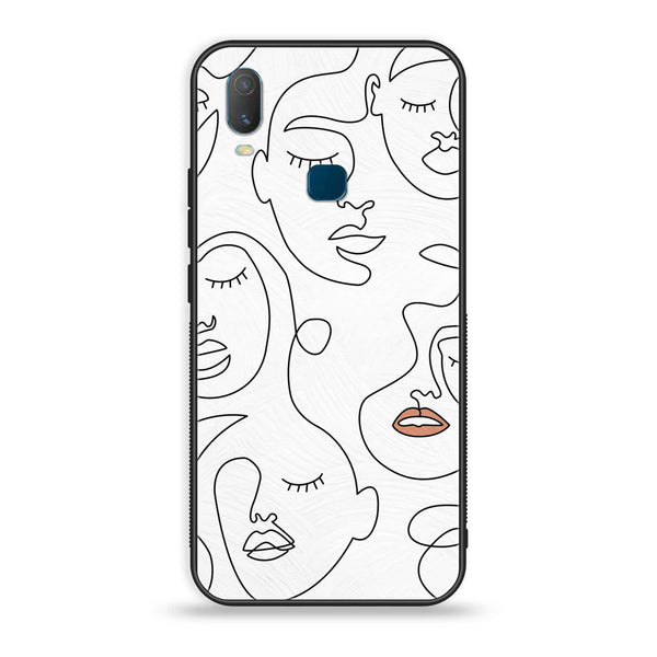VIVO Y11 - Girls Line Art Series - Premium Printed Glass soft Bumper shock Proof Case