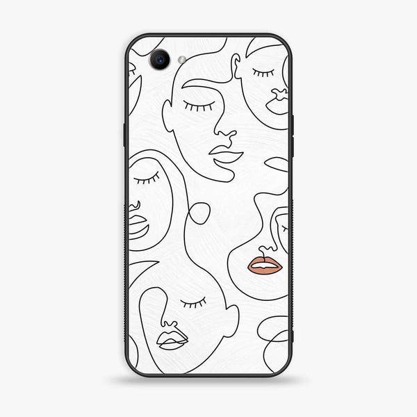 Oppo F7 Youth - Girls Line Art Series - Premium Printed Glass soft Bumper shock Proof Case