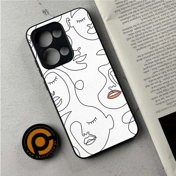 Oppo Reno 13 - Girls Line Art Series - Premium Metal Printed Soft Bumper Shockproof Case