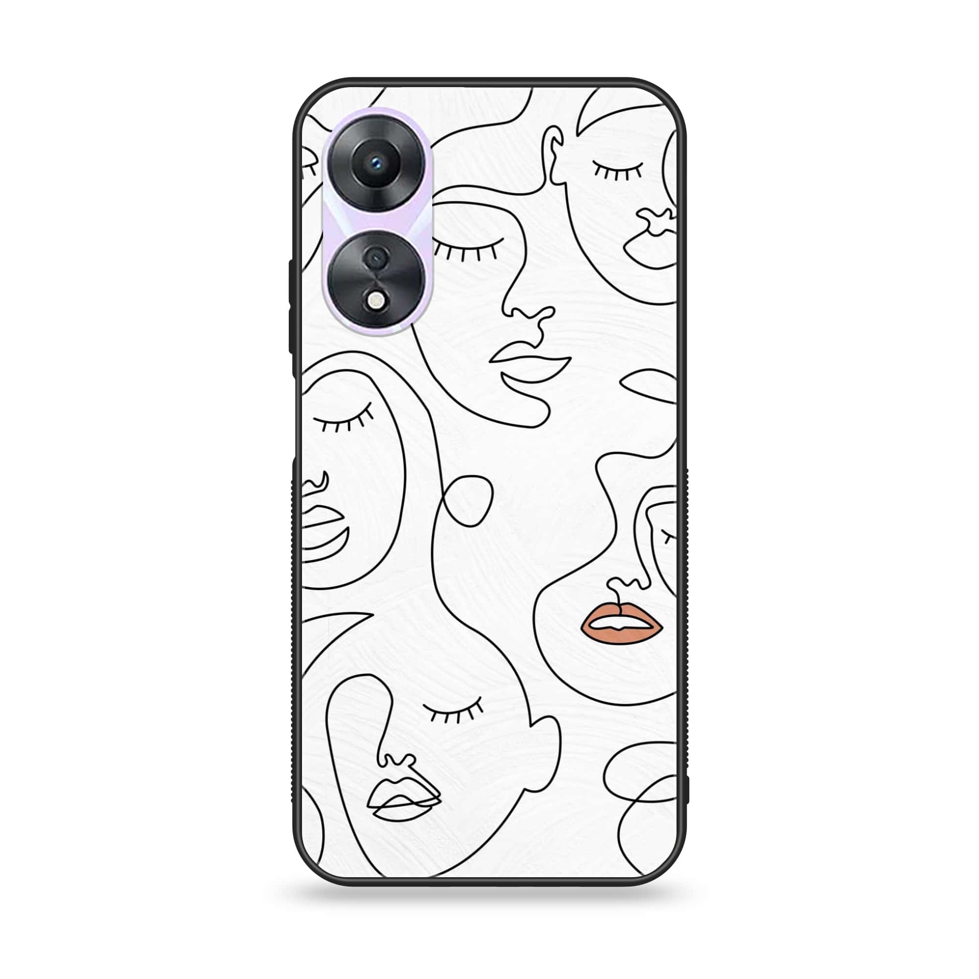 Oppo A78 4G - Girl Line Art  Series - Premium Printed Glass soft Bumper shock Proof Case