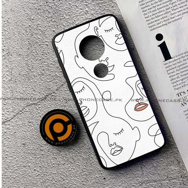 Moto G7 - Girls Line Art Series - Premium Printed Glass soft Bumper shock Proof Case