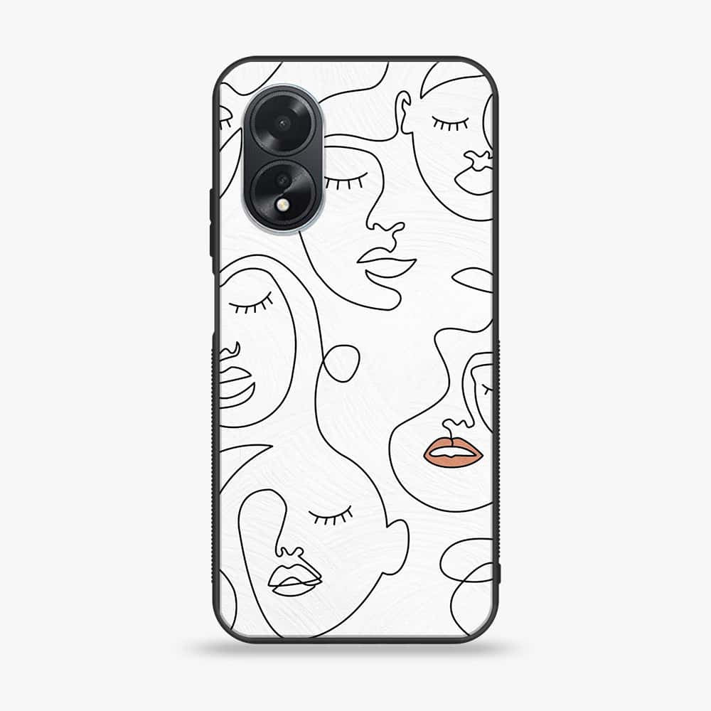 Oppo A18 4G - Girls Line Art Series - Premium Printed Glass soft Bumper shock Proof Case