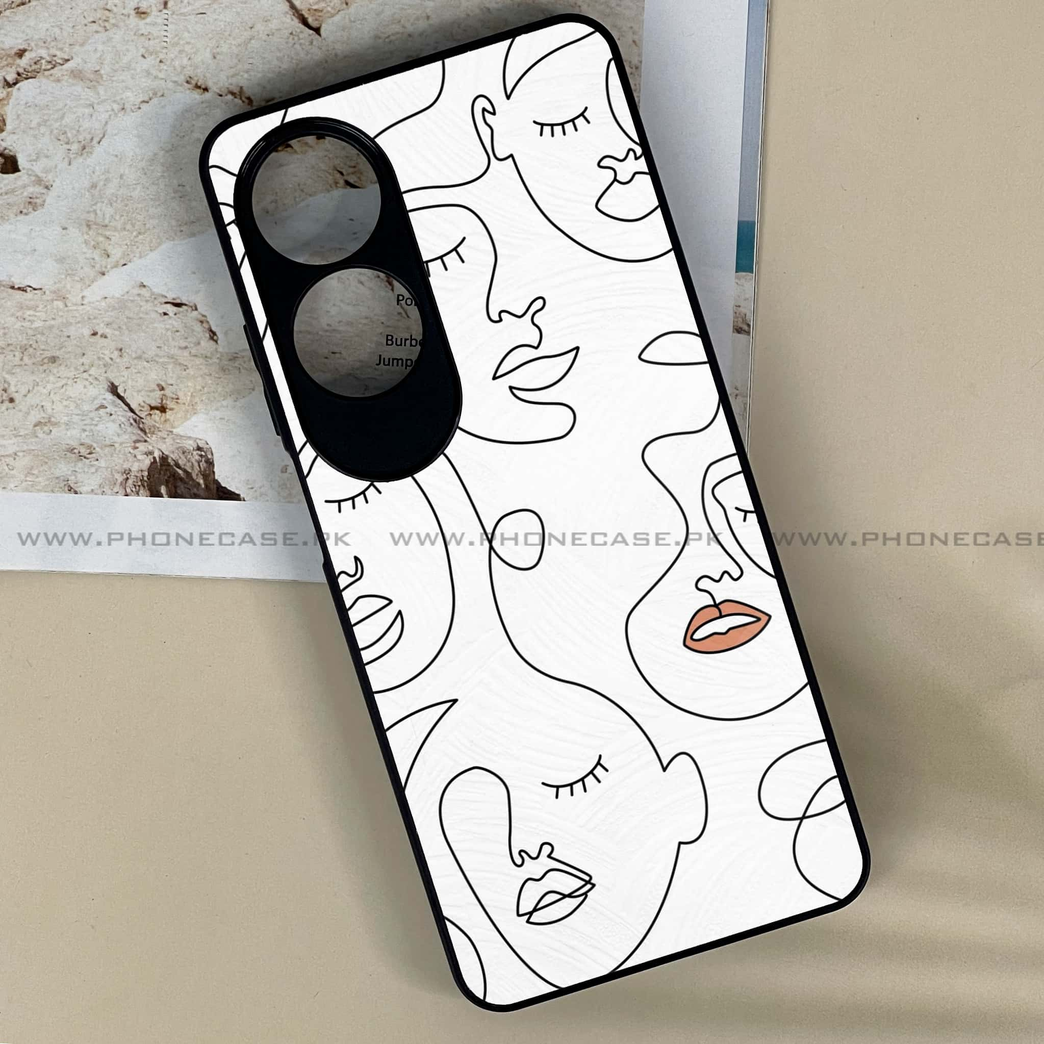 Oppo A60 - Girls Line Art Series - Premium Printed Metal soft Bumper shock Proof Case