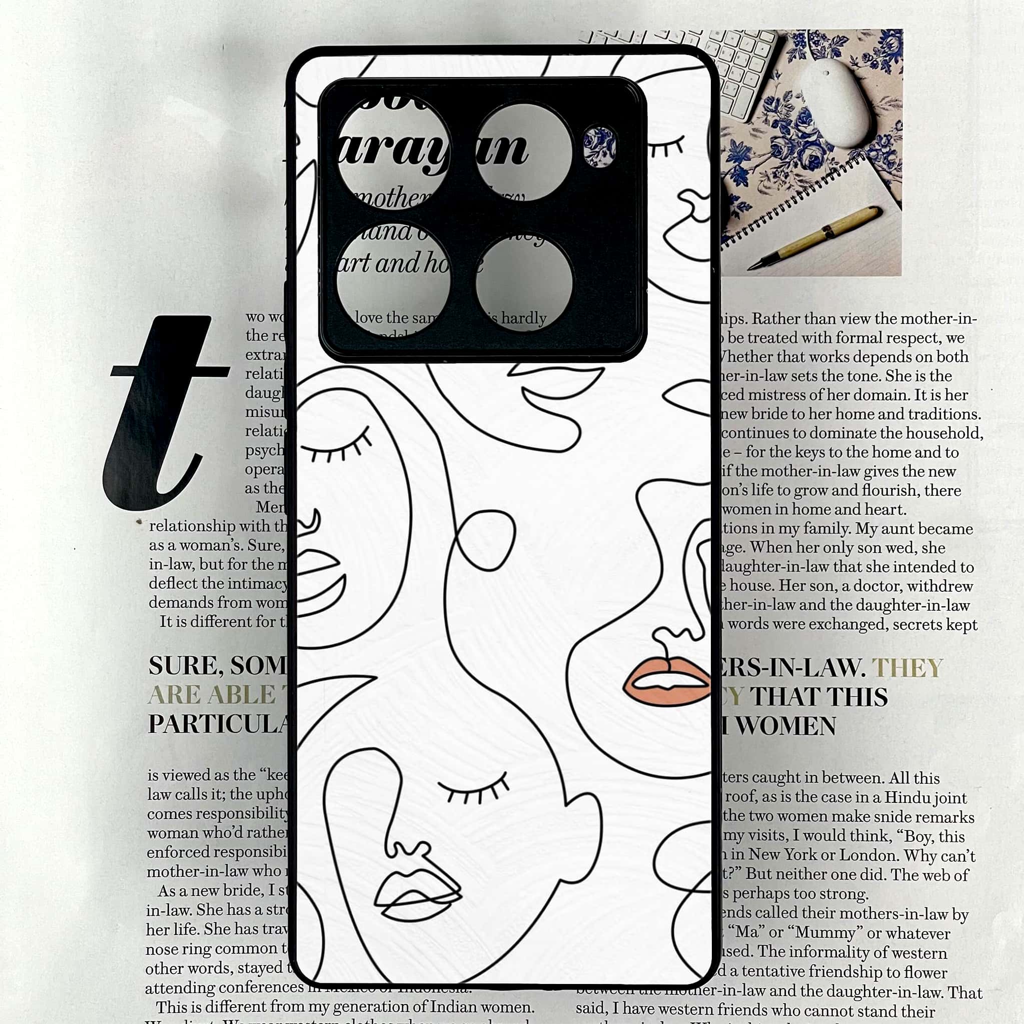Infinix Note 40 Pro Plus - Girls Line Art Series - Premium Metal Printed soft Bumper shock Proof Case