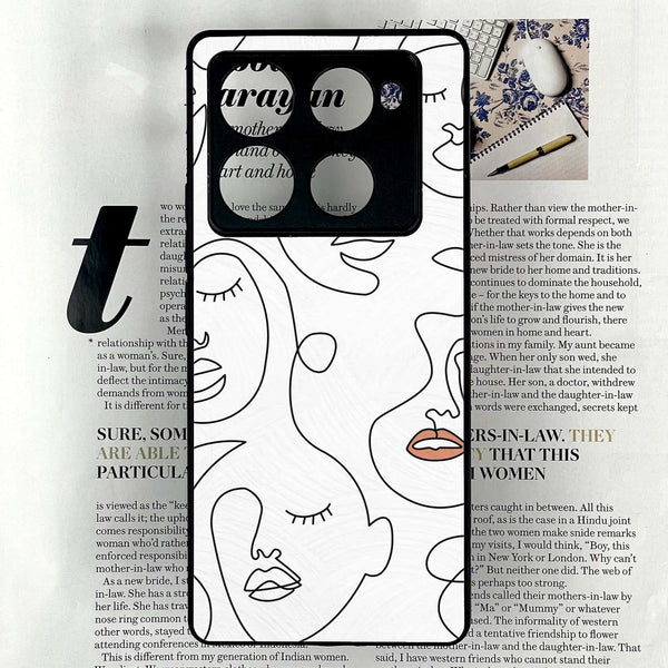 Infinix Note 40 Pro Plus - Girls Line Art Series - Premium Metal Printed soft Bumper shock Proof Case