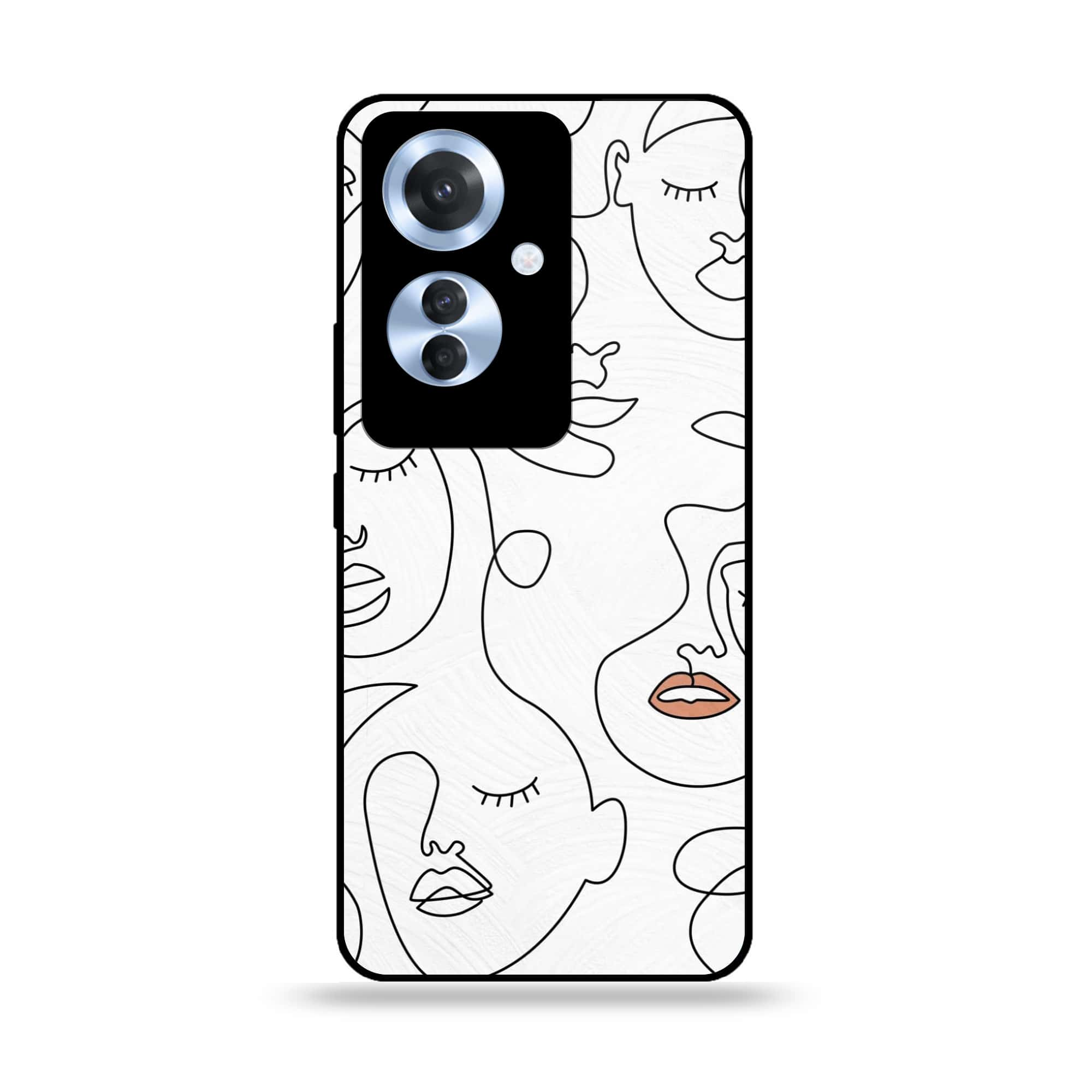 Oppo F25 Pro - Girls Line Art Series - Premium Printed Glass soft Bumper shock Proof Case