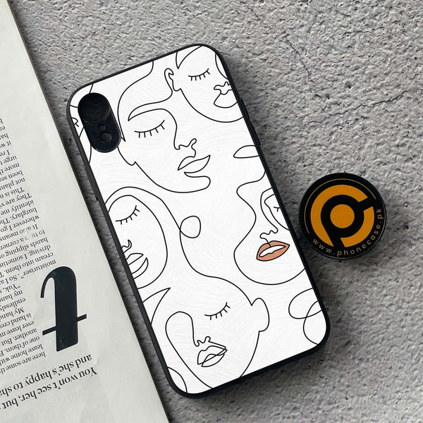 iPhone XR - Girl Line Art Series - Premium Metal Printed soft Bumper shock Proof Case