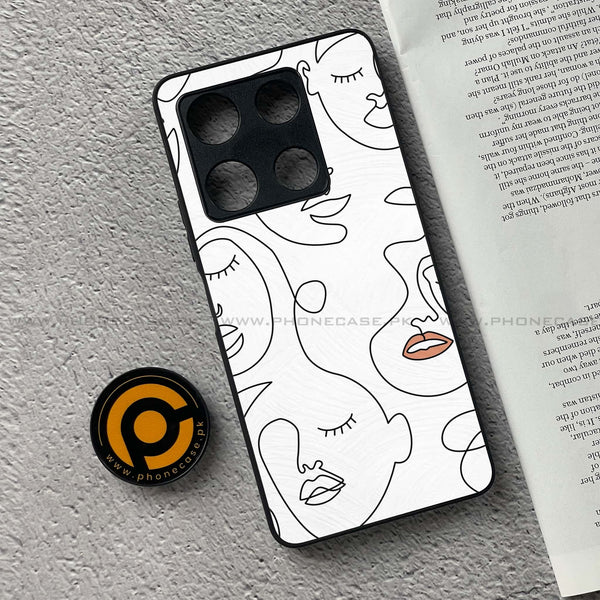 Infinix Note 30 Pro - Girls Line Art Series - Premium Metal Printed soft Bumper shock Proof Case