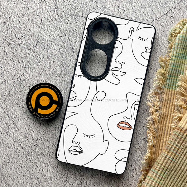 Vivo V40 Pro - Girls Line Art Series - Premium Metal Printed soft Bumper shock Proof Case