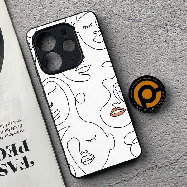 Xiaomi Redmi Note 14 - Girls Line Art  Design 1  - Premium Metal Printed soft Bumper shock Proof Case CS-31834