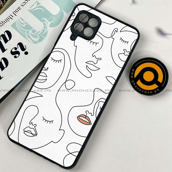 Samsung Galaxy A22 - Girls Line Art Series - Premium Printed Glass soft Bumper shock Proof Case