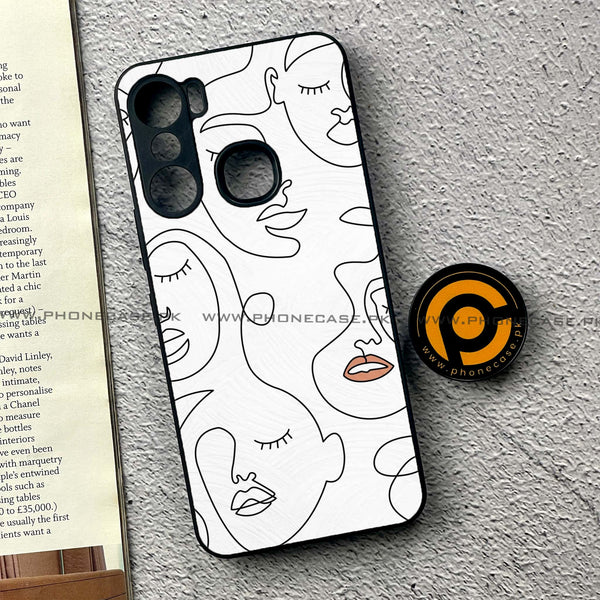 Infinix Hot 12 Pro - Girls Line Art Series - Premium Metal Printed soft Bumper shock Proof Case