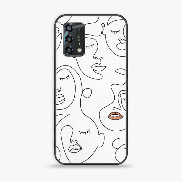 Oppo A95- Girl Line Art Series - Premium Printed Glass soft Bumper shock Proof Case