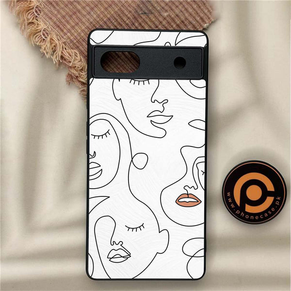 Google Pixel 6A - Girls Line Art Series - Premium Metal Printed soft Bumper Shock Proof Case