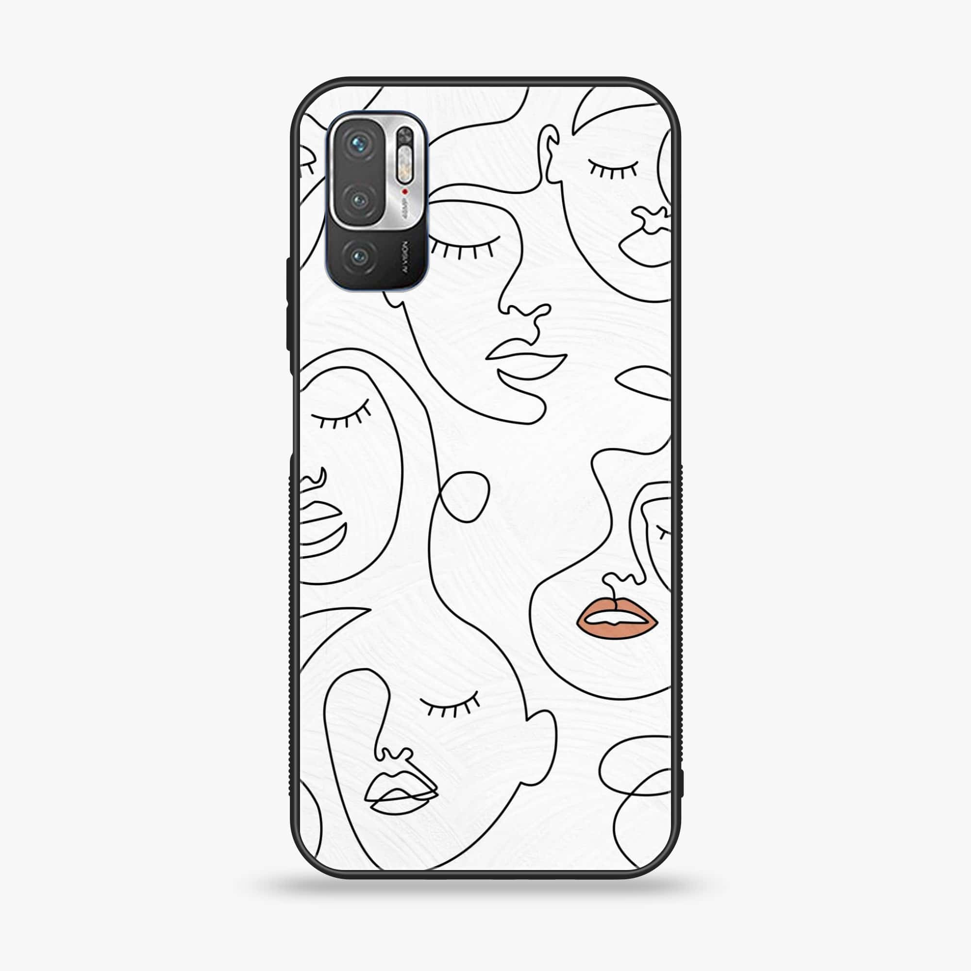 Xiaomi Redmi Note 10 5G - Girls Line Art Series - Premium Printed Glass soft Bumper shock Proof Case