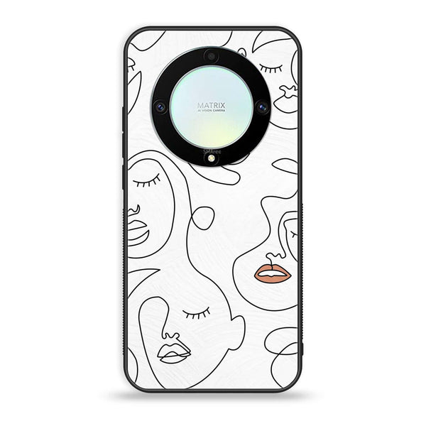 HONOR X9A - Girls Line Art Series - Premium Printed Glass soft Bumper shock Proof Case