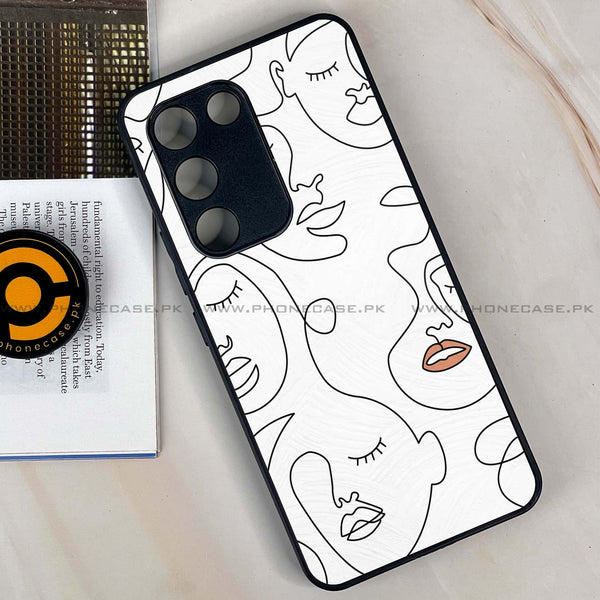 Vivo V30 Lite 4G - Girls Line Art Series - Premium Metal Printed soft Bumper shock Proof Case