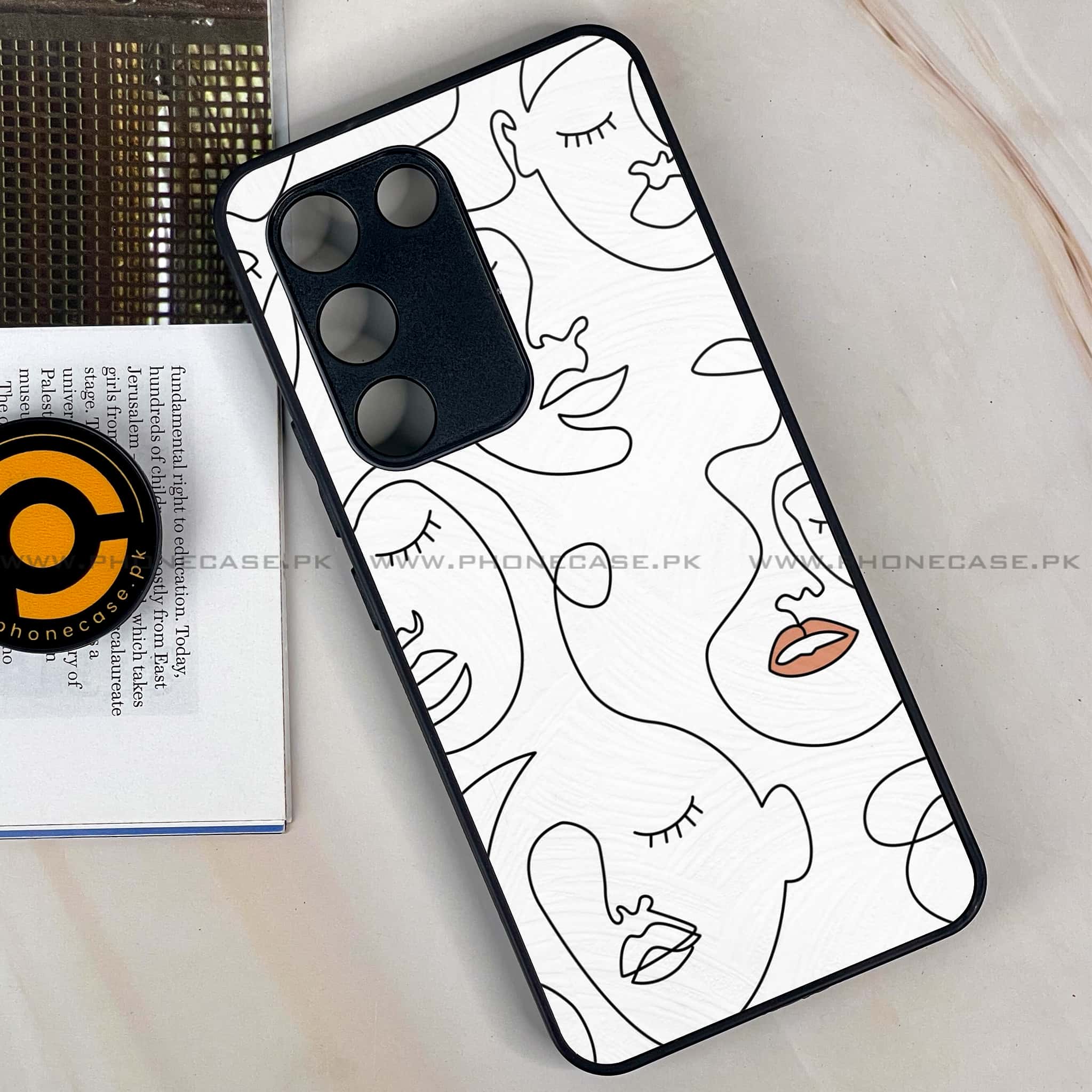 Vivo Y200e - Girls Line Art Series - Premium Metal Printed soft Bumper shock Proof Case