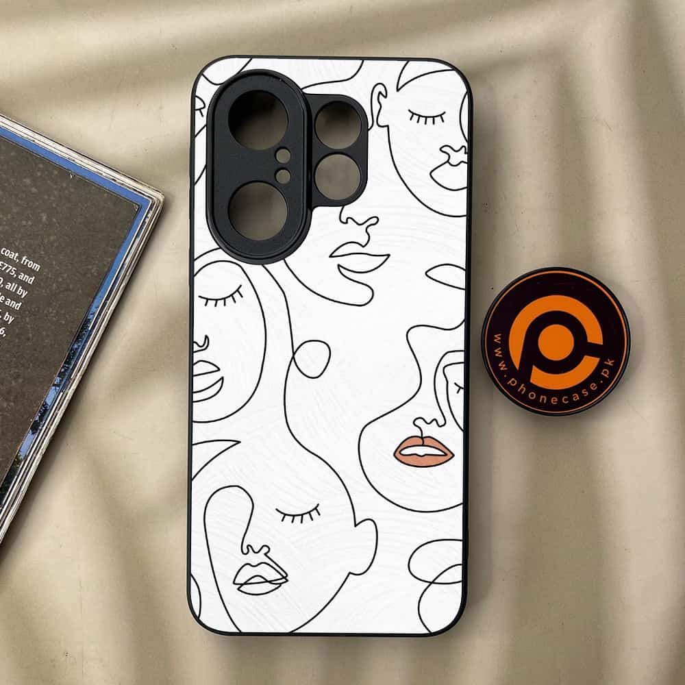 Vivo X200 FE - Girls Line Art Series - Premium Metal Printed soft Bumper Shock Proof Case