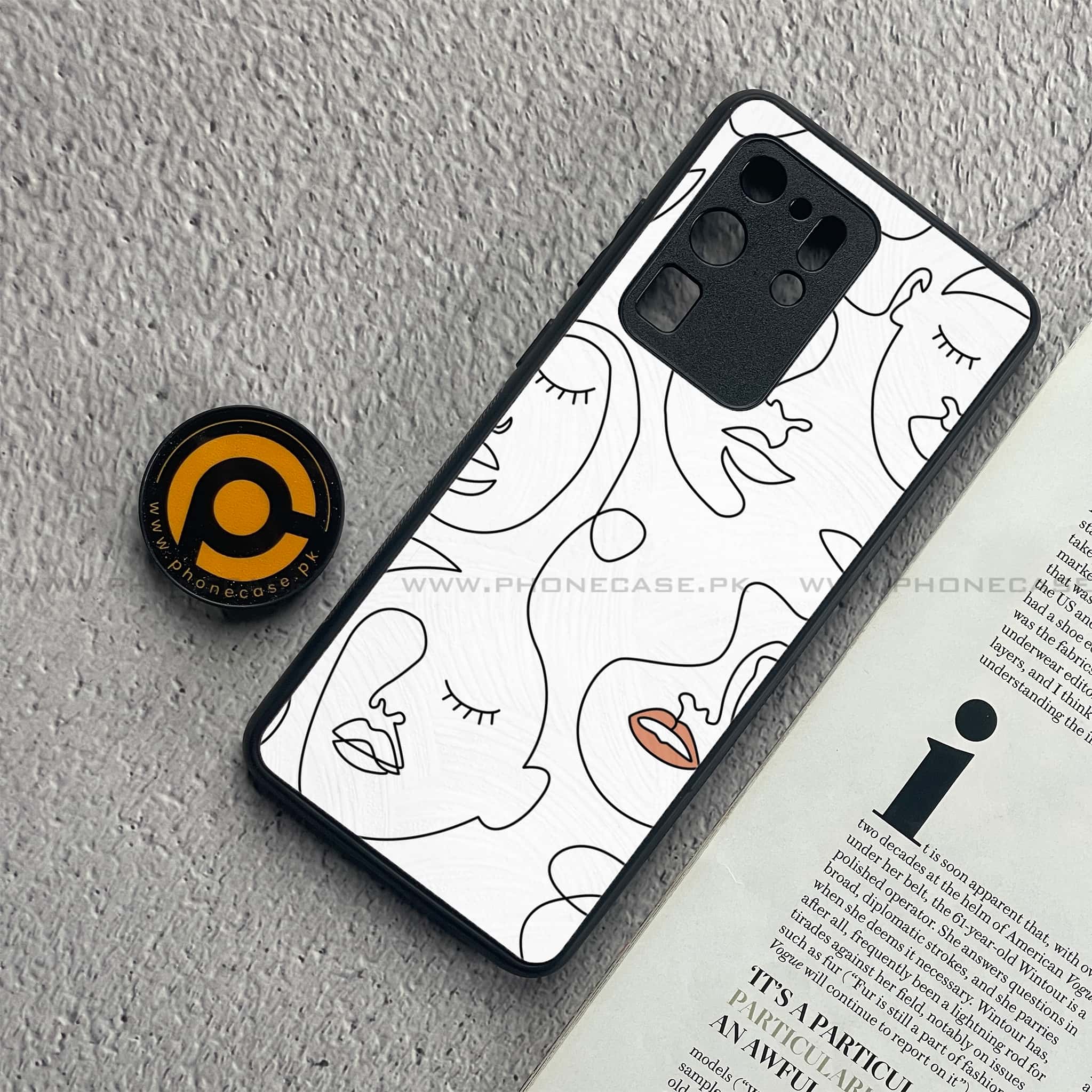 Samsung Galaxy S20 Ultra - Girl Line Art Series - Premium Printed Glass soft Bumper shock Proof Case