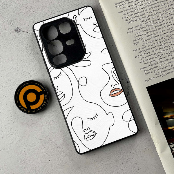 Infinix Note 50 - Girls Line Art Series - Premium Metal Printed Soft Bumper Shockproof Case