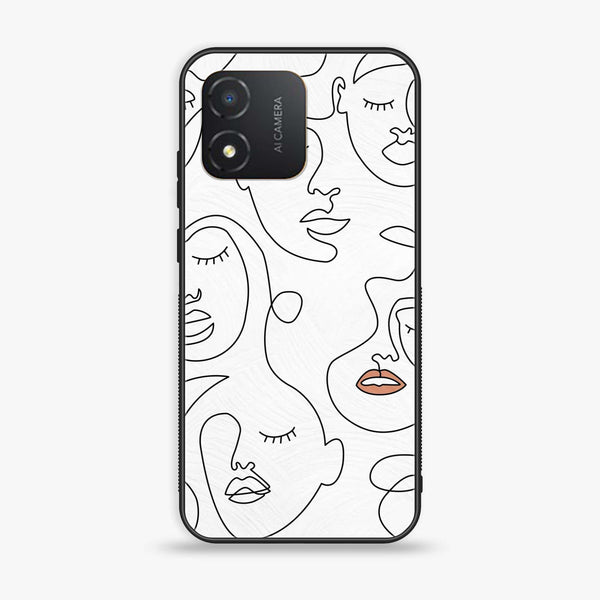 Honor X5 - Girls Line Art Series - Premium Printed Glass soft Bumper shock Proof Case