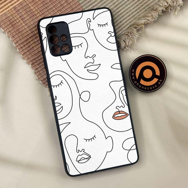 Samsung Galaxy A71 -  Girl Line Art Series - Premium Metal Printed soft Bumper shock Proof Case