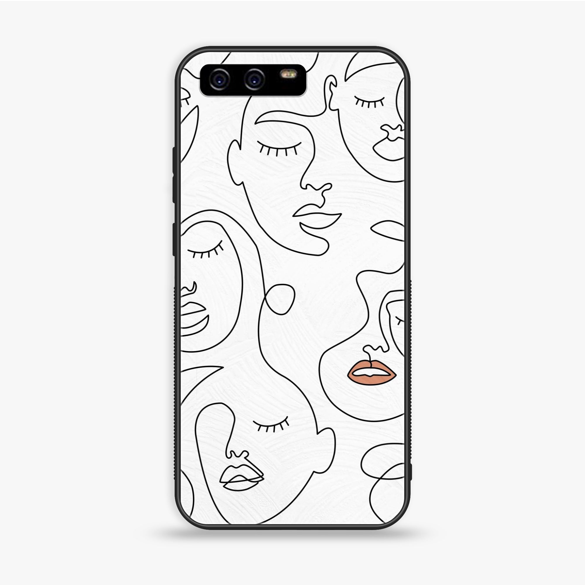 Huawei P10 Plus - Girls Line Art Series - Premium Printed Glass soft Bumper shock Proof Case