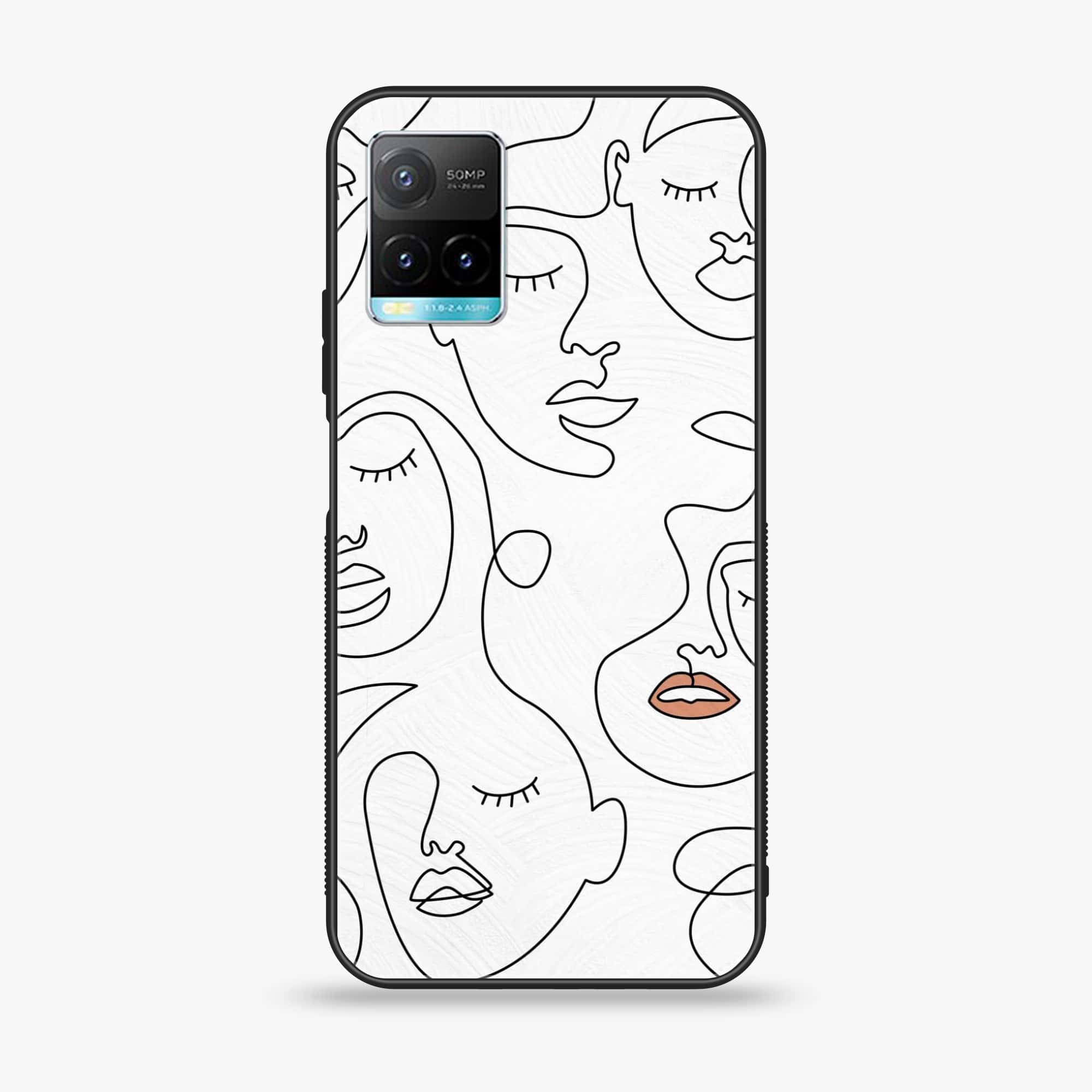 Vivo Y33T - Girl line Art Series - Premium Printed Glass soft Bumper shock Proof Case