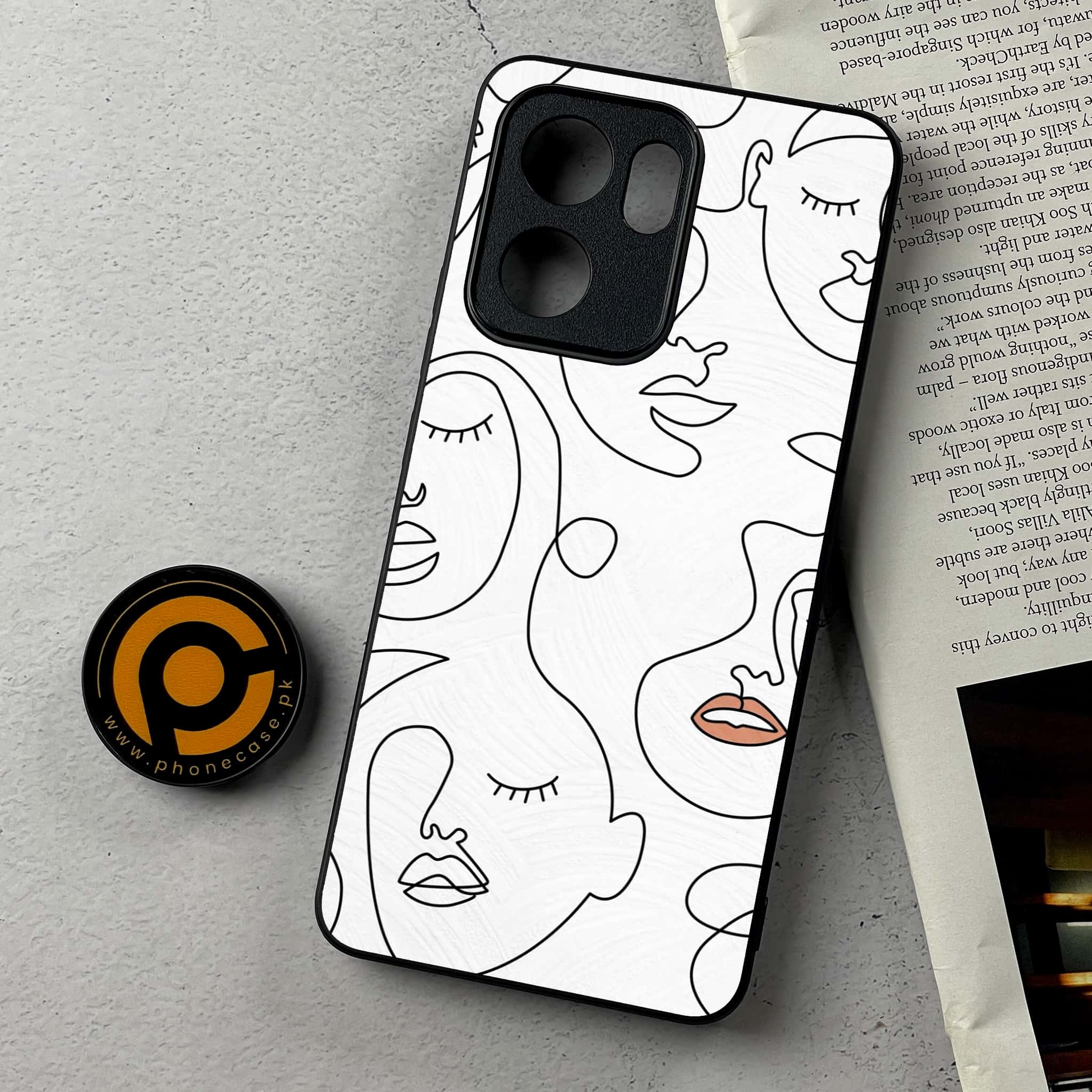 Oppo Reno 13F - Girls Line Art Series - Premium Metal Printed Soft Bumper Shockproof Case