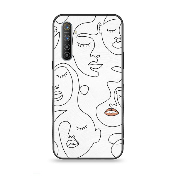 Realme XT - Girls Line Art Series - Premium Printed Glass soft Bumper shock Proof Case