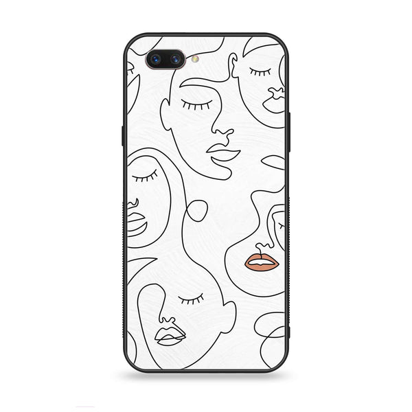 Oppo A3s - Girls Line Art Series - Premium Printed Glass soft Bumper shock Proof Case