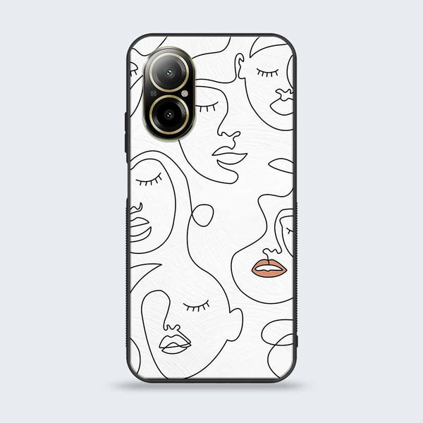 Realme C67 - Girls Line Art Series - Premium Printed Glass soft Bumper shock Proof Case