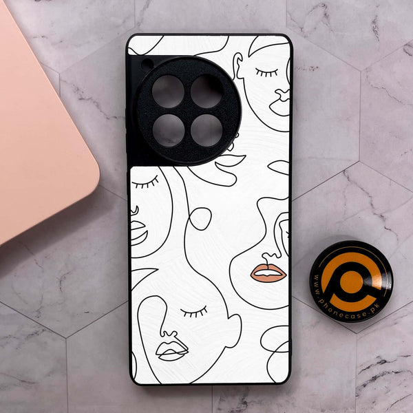 OnePlus 12R - Girls Line Art Series - Premium Metal Printed soft Bumper shock Proof Case