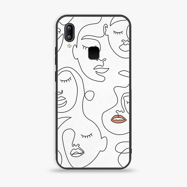 vivo Y95 - Girls Line Art Series - Premium Printed Glass soft Bumper shock Proof Case