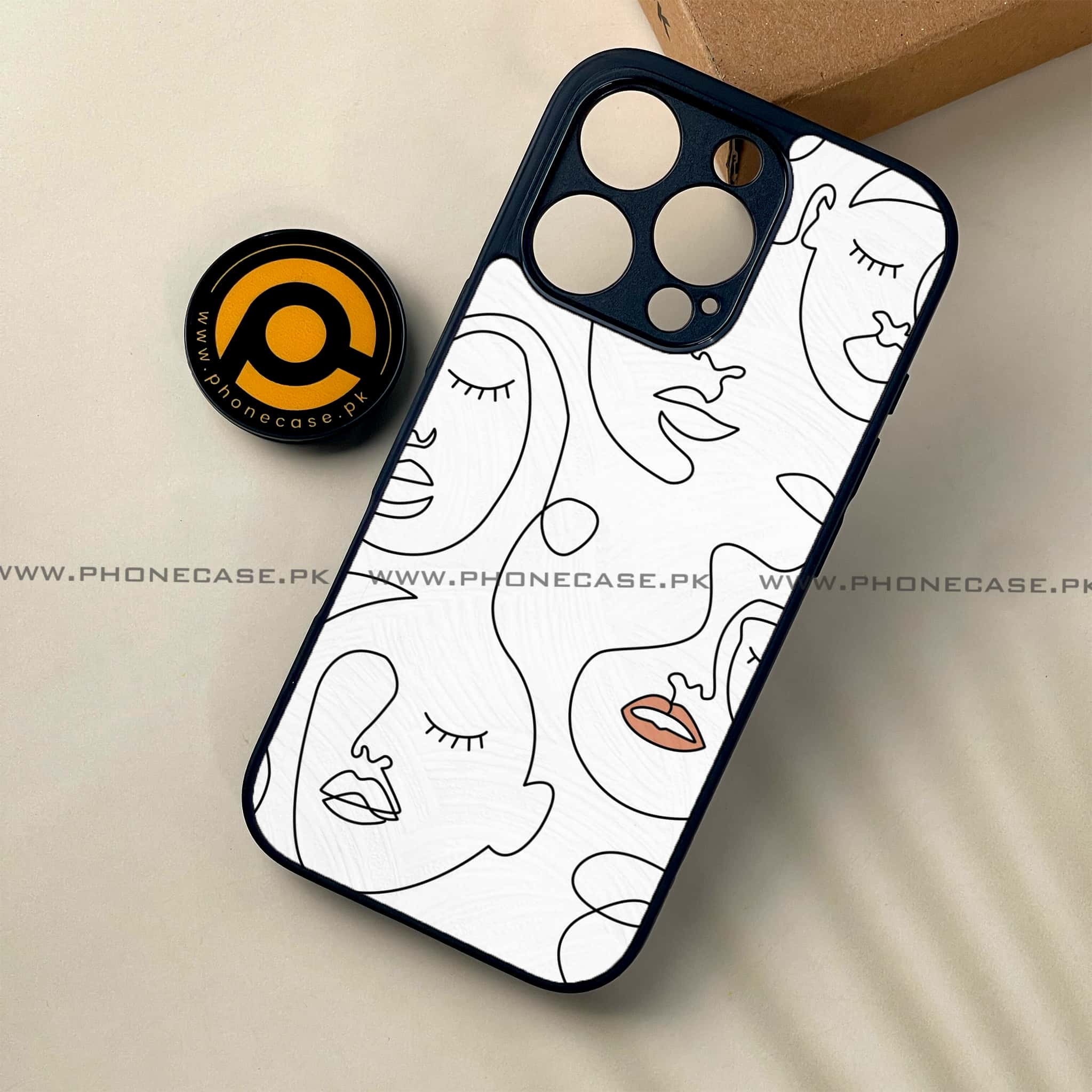 iPhone 16 Pro - Girls Line Art Series - Premium Printed Glass soft Bumper shock Proof Case