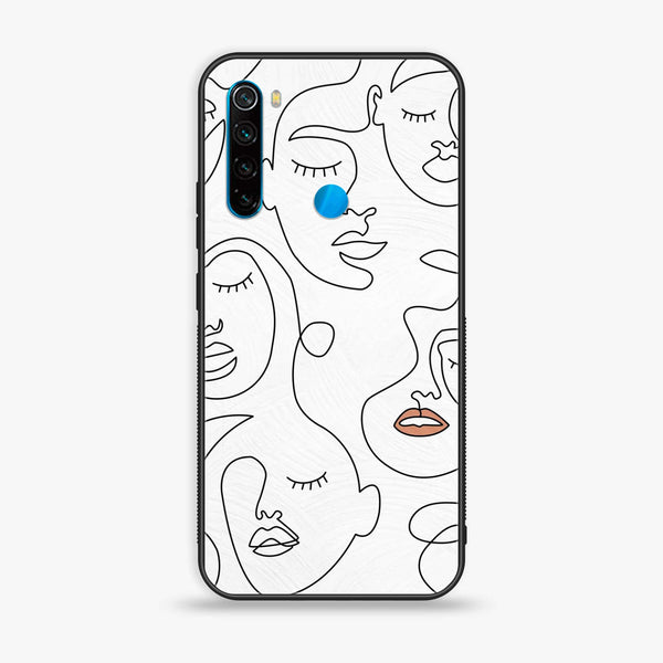 Redmi Note 8 - Girls Line Art Series - Premium Printed Glass soft Bumper shock Proof Case