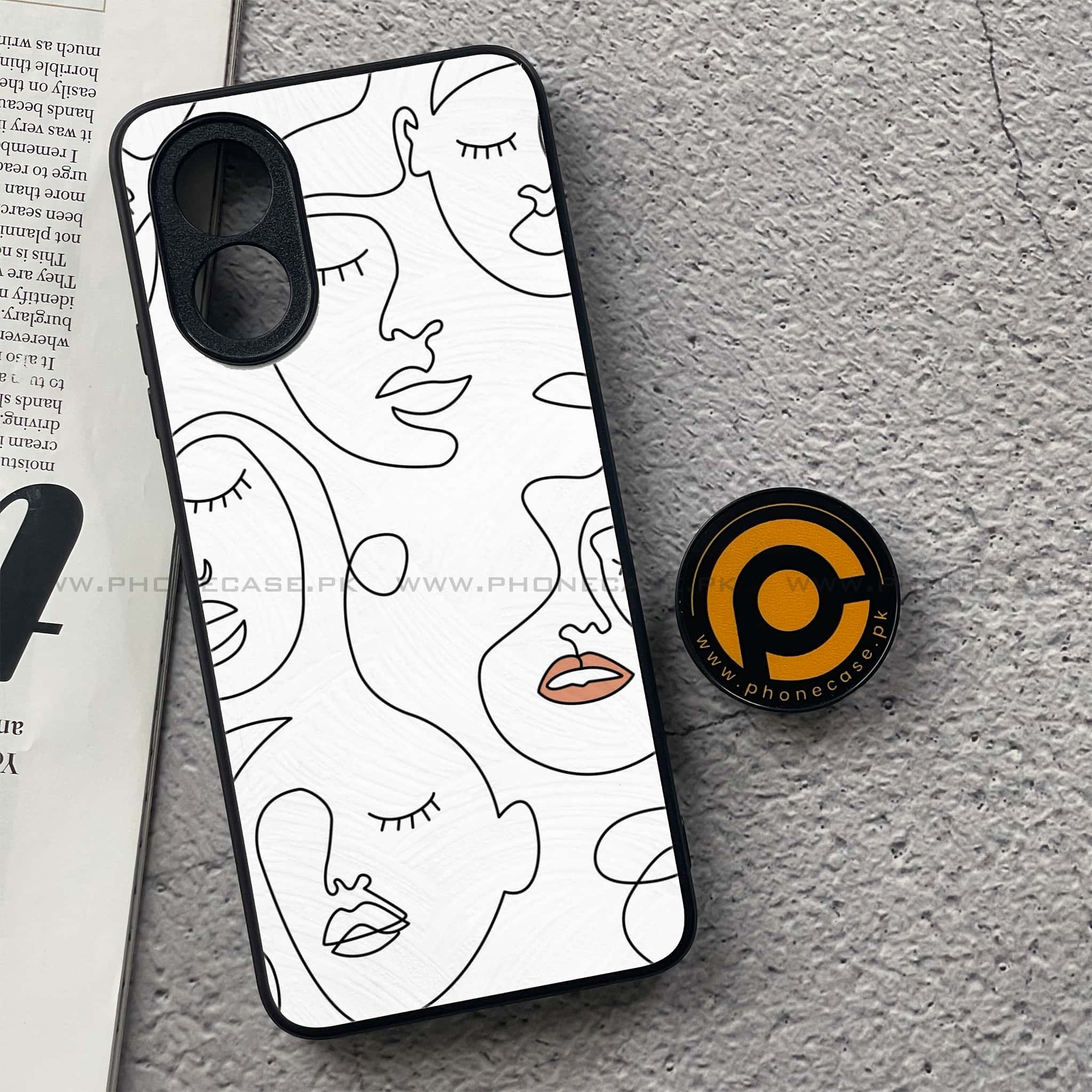 Oppo A18 4G - Girls Line Art Series - Premium Printed Glass soft Bumper shock Proof Case